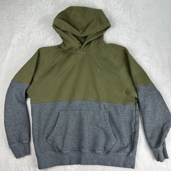 Levi's Sweatshirt Men's Medium Green/Grey Hoodie Long Sleeve Pullover Sweater - Picture 1 of 8